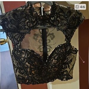 Elegant Black Lace Women's Intimate Top